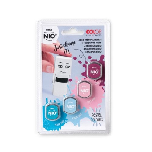 10108-BLISTER 4 RECAMBIOS ALMOHADILLAS LITTLE NIO 4 COLORES PASTEL SURTIDOS COLOP NIL098