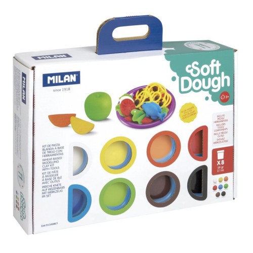 10116-MALETIN 8 BOTES PASTA BLANDA SOFT DOUGH DE 59GR + HERRAMIENTAS "HORA DE COCINA" MILAN 913308CT