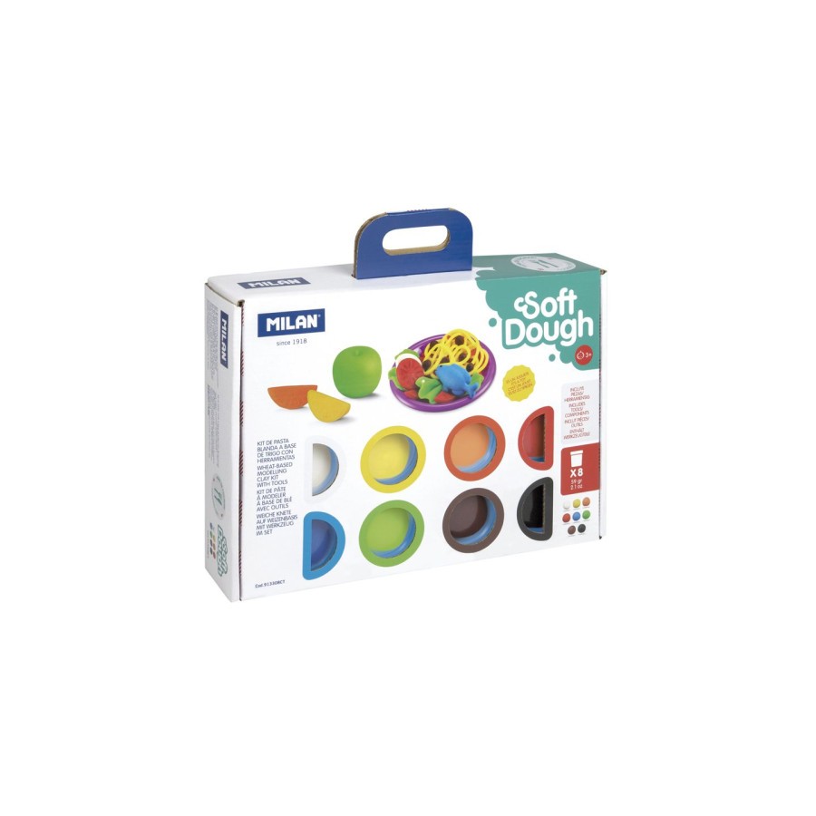 10116-MALETIN 8 BOTES PASTA BLANDA SOFT DOUGH DE 59GR + HERRAMIENTAS "HORA DE COCINA" MILAN 913308CT