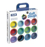 10118-MALETIN 16 BOTES PASTA BLANDA SOFT DOUGH DE 30GR COLORES SURTIDOS (INCLUYE NEON Y GLITTER) MILAN 913316SC