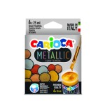 10136-CAJA TEMPERA METALLIC 6 BOTES 25 ML COLORES METALICOS CARIOCA KO026
