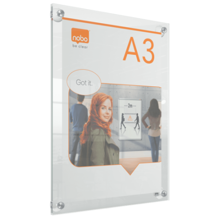 10355-PORTAPOSTER ACRILICO TRANSPARENTE MURAL REMOVIBLE A3 NOBO 1915599