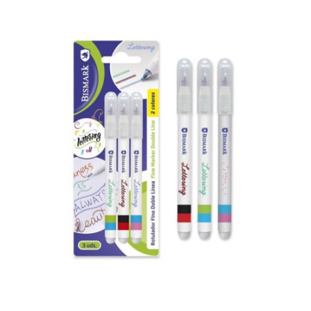 10735-SET 3 ROTULADORES LETTERING DE DOBLE LINEA BICOLOR BISMARK 330009