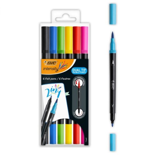 10749-BIC Intensity Dual Tip rotulador Negro, Azul, Verde, Purpura, Rojo, Amarillo 6 pieza(s)