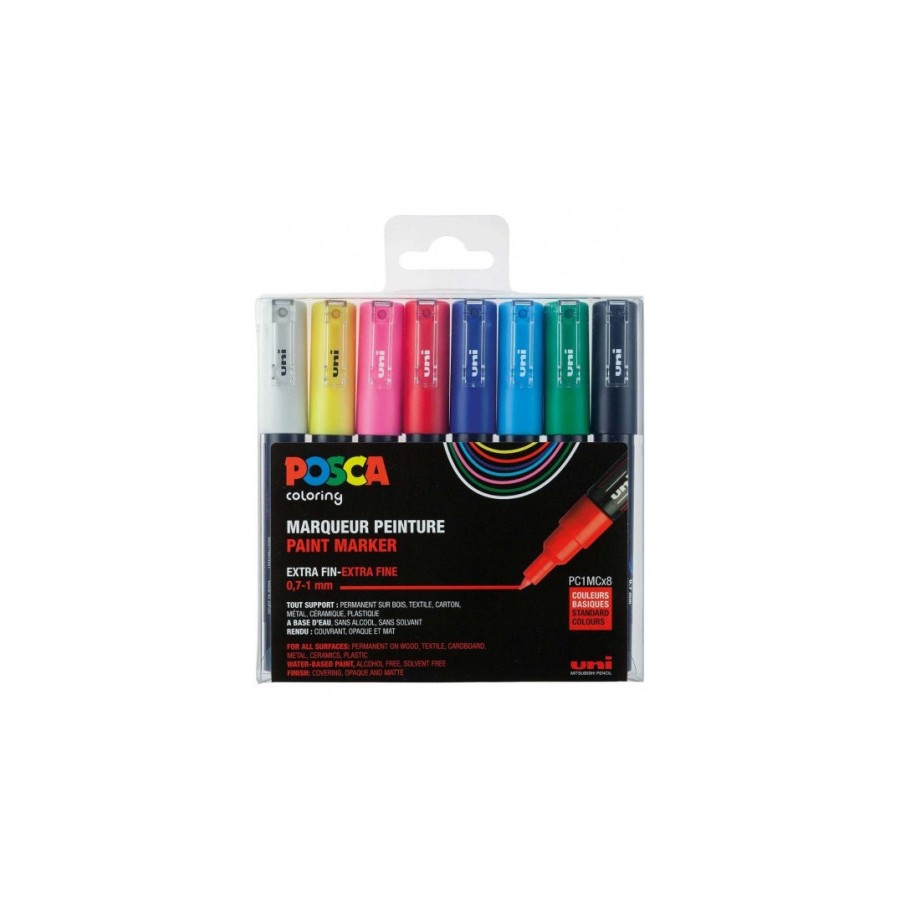 10772-ESTUCHE 8 UDS. PC1M BASIC POSCA UNIBALL 182634667