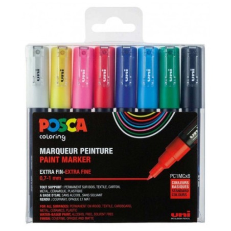 10772-ESTUCHE 8 UDS. PC1M BASIC POSCA UNIBALL 182634667