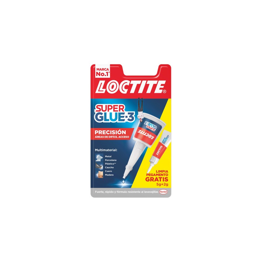 ADHESIVO INSTANTANEO SUPER GLUE-3 5GR + 2 GR.LIMPIA PEGAMENTO PRECISION LOCTITE 2712223