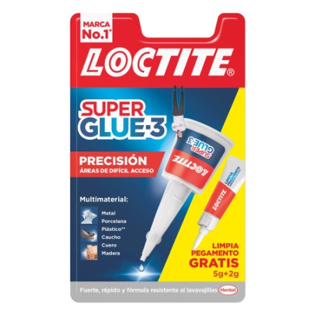 ADHESIVO INSTANTANEO SUPER GLUE-3 5GR + 2 GR.LIMPIA PEGAMENTO PRECISION LOCTITE 2712223