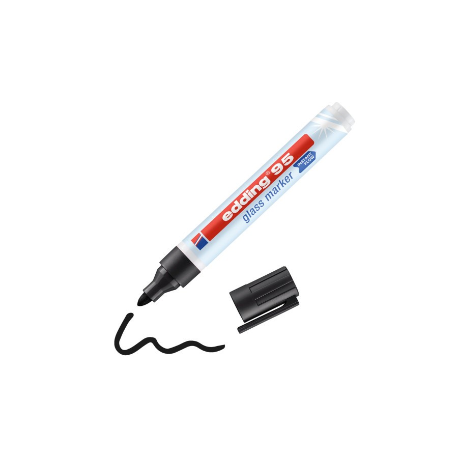 10799-MARCADOR DE PUNTA REDONDA PARA CRISTAL GROSOR DE TRAZO: 1,5 - 3 MM COLOR: 01. NEGRO EDDING 95-01