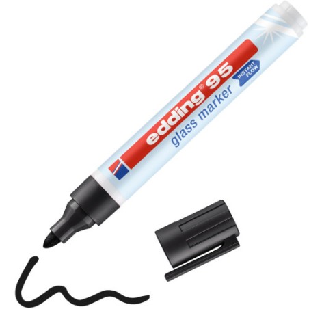 10799-MARCADOR DE PUNTA REDONDA PARA CRISTAL GROSOR DE TRAZO: 1,5 - 3 MM COLOR: 01. NEGRO EDDING 95-01