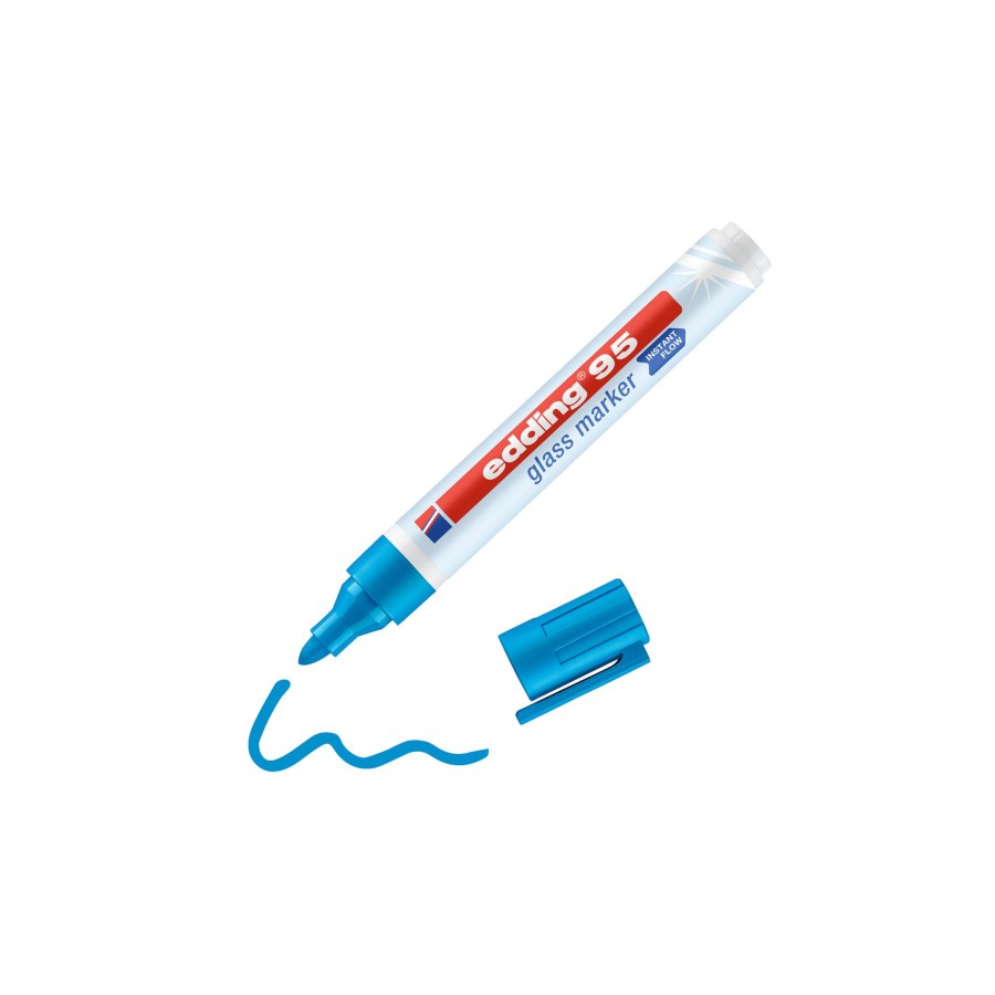 10807-MARCADOR DE PUNTA REDONDA PARA CRISTAL GROSOR DE TRAZO: 1,5 - 3 MM. COLOR: 10. AZUL EDDING 95-10