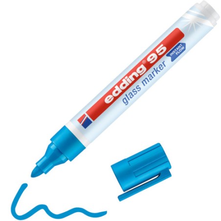 10807-MARCADOR DE PUNTA REDONDA PARA CRISTAL GROSOR DE TRAZO: 1,5 - 3 MM. COLOR: 10. AZUL EDDING 95-10