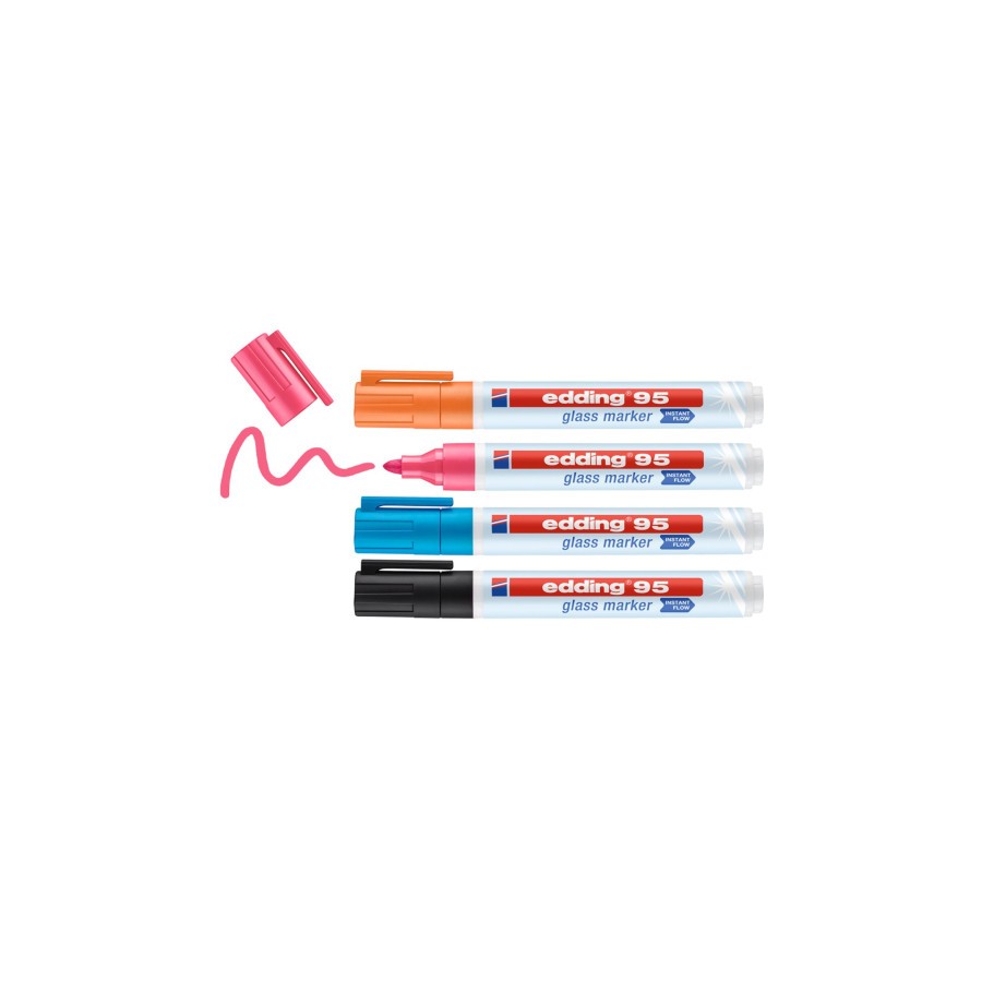10811-BOLSA CON 4 MARCADORES EDDING 95 COLORES NEGRO, AZUL, ROSA Y NARANJA EDDING 95-999