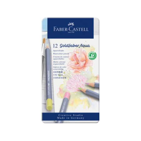 10815-ESTUCHE METALICO CON 12 LAPICES DE COLORES PASTEL ACUARELABLES GOLDFABER. FABER CASTELL 114622