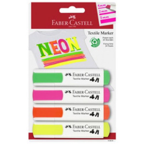 10824-BLISTER 4 MARCADORES TEXTILES SURTIDOS COLORES NEON FABER CASTELL 159591