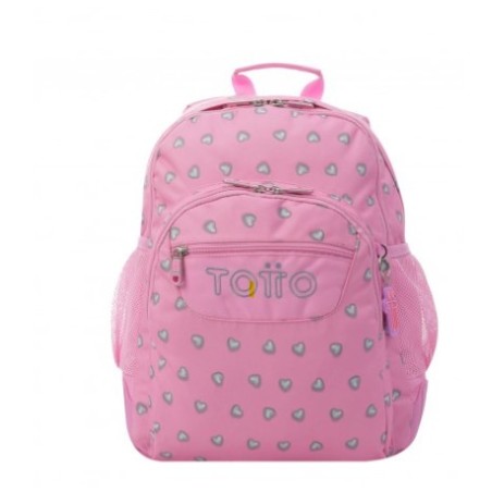 10843-MOCHILA INFANTIL ROSA CORAZONES BOLSILLOS MA04ECO029-2120N-7IU TOTTO