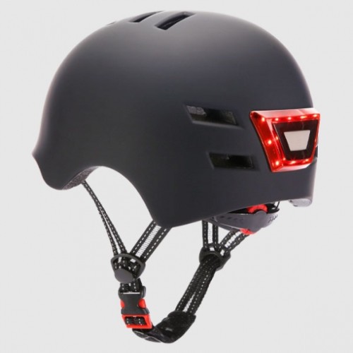 10872-YOUIN CASCO CON LED FRONTAL Y TRASERO NEGRO  (TALLA L)