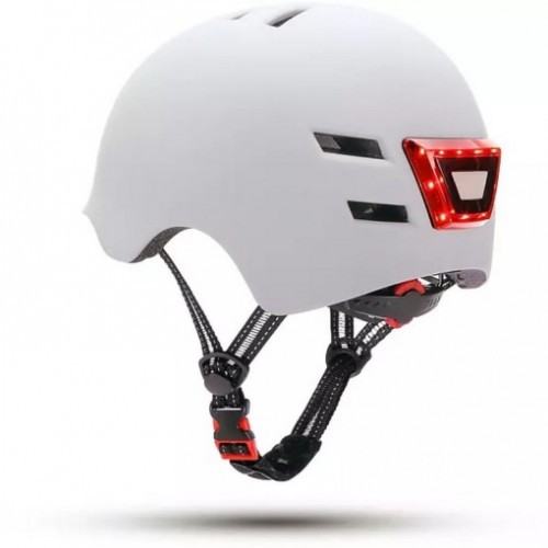 10873-YOUIN CASCO CON LED FRONTAL Y TRASERO BLANCO  (TALLA L)
