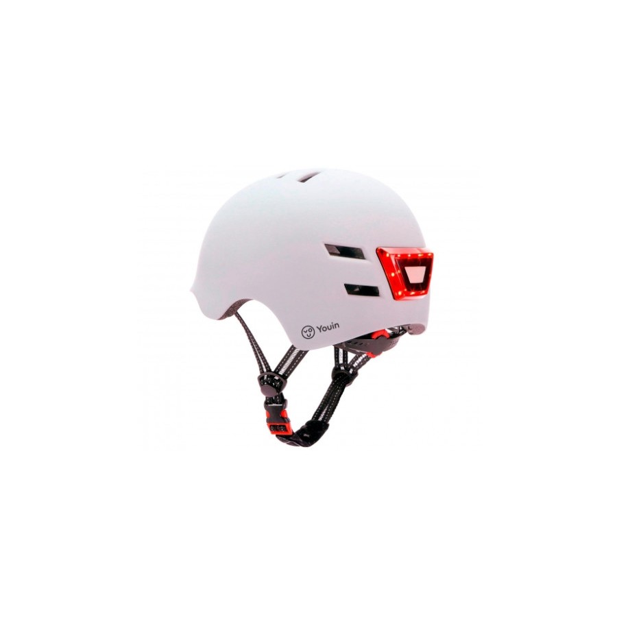 10874-YOUIN CASCO CON LED FRONTAL Y TRASERO BLANCO   (TALLA M)