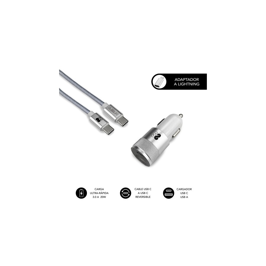 10967-DUAL CAR CHARGER PD20W+QC3.0+C TO C/LIGHTNING S