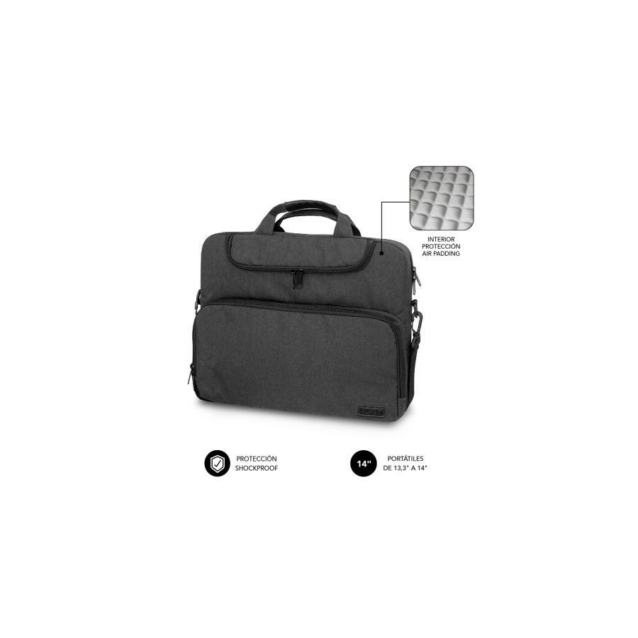 11063-SUBBLIM Maletin Ordenador Air Padding Laptop bag 13,3-14" Gris Oscuro