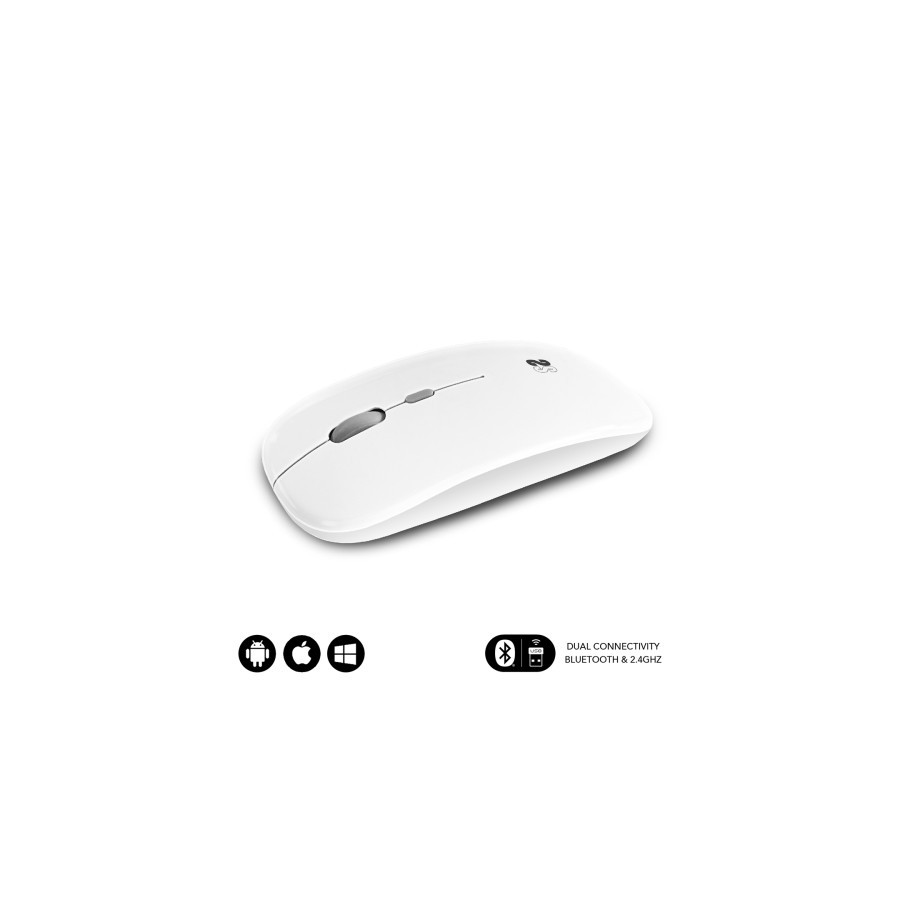 11106-SUBBLIM Raton Optico Inalambrico 2.4G y Bluetooth Dual Flat Mouse Recargable Blanco