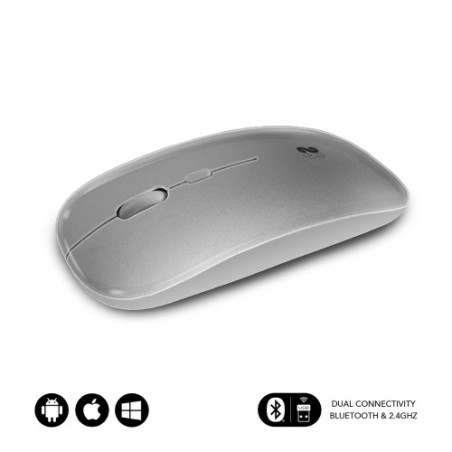 11108-SUBBLIM Raton Optico Inalambrico 2.4G y Bluetooth Dual Flat Mouse Recargable Plateado
