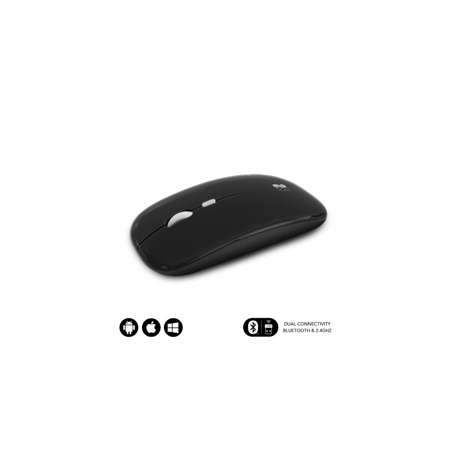 11109-SUBBLIM Raton Optico Inalambrico 2.4G y Bluetooth Dual Flat Mouse Recargable Negro