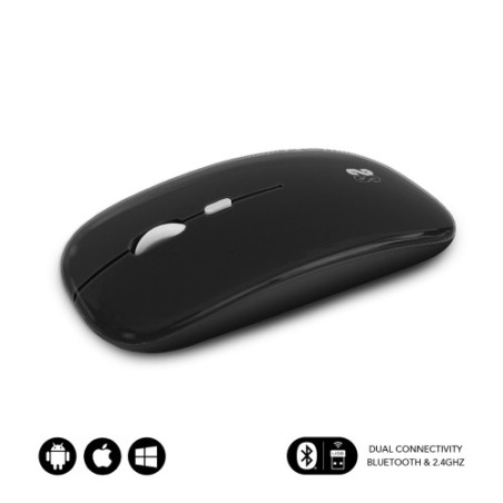 11109-SUBBLIM Raton Optico Inalambrico 2.4G y Bluetooth Dual Flat Mouse Recargable Negro