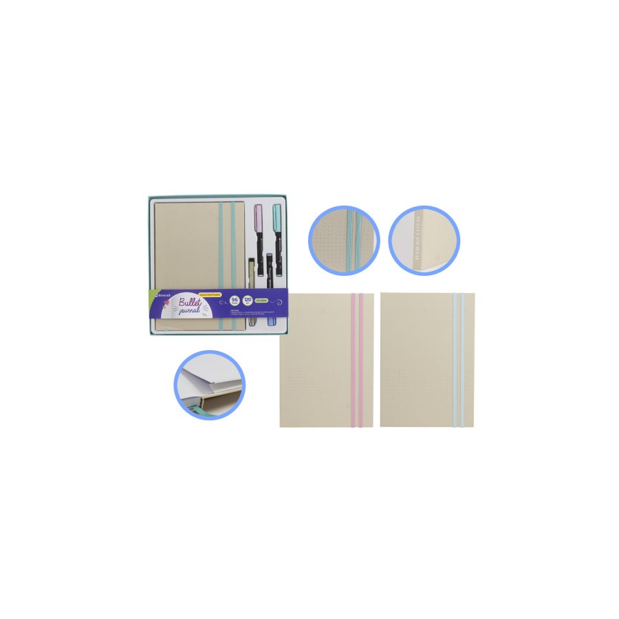11139-SET  LIBRETA BULLET KRAFT + ROTULADORES PINCEL Y BOLIGRAFO BISMARK INGRAF 330620