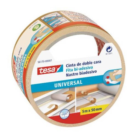 1116-CINTA ADHESIVA UNIVERSAL DOBLE CARA ESPECIAL MOQUETAS 50MM.X5M. TESA 56170-00007-11