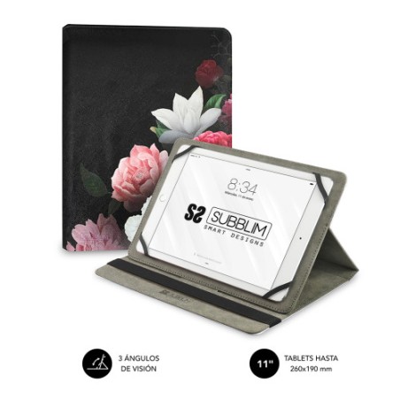 SUBBLIM Funda Tablet Universal TRENDY CASE ROSAS 11"