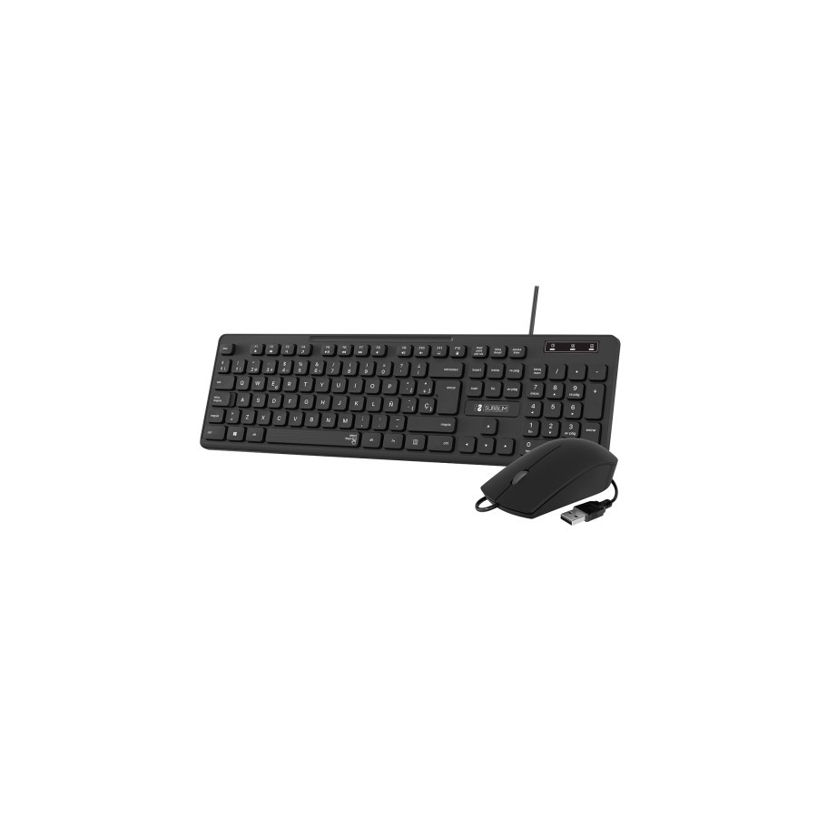 SUBBLIM Teclado Ergonomico y raton Combo Business Slim Silencioso con cable USB