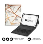 11354-SUBBLIM Funda con Teclado Keytab Pro BT Trendy Marmol Blanco