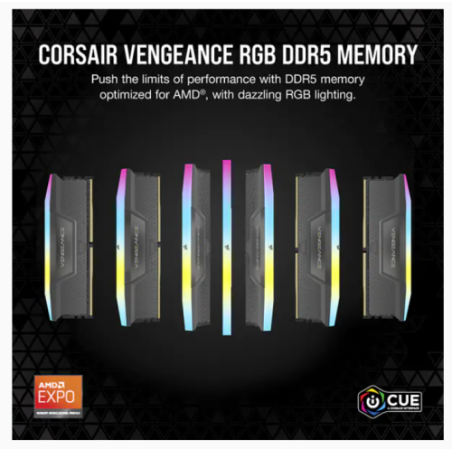 11608-MEMORIA CORSAIR DDR5 32GB 2X16GB PC5200 VENGEANCE RGB CMH32GX5M2B5200Z40K