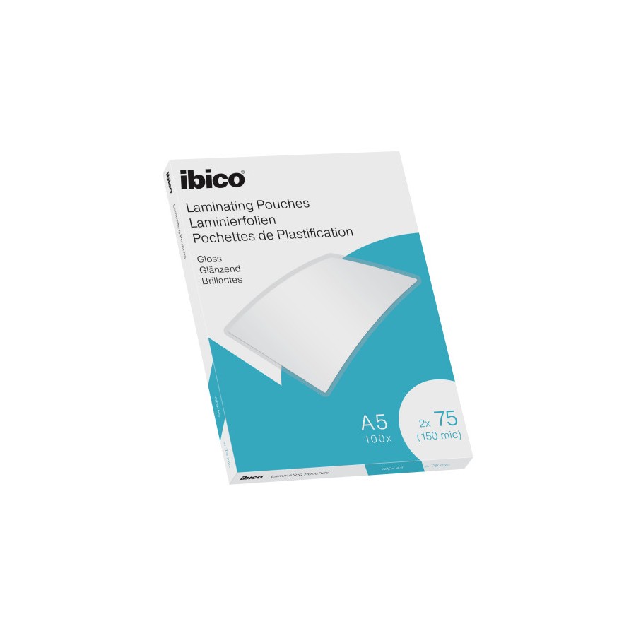 11877-CAJA 100 BOLSAS DE PLASTIFICACION 154X216 A5 BRILLO 75 MICRAS IBICO 627314