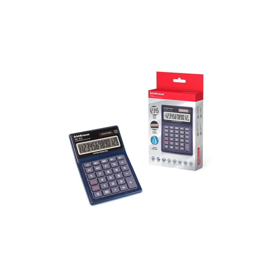 11891-CALCULADORA DE SOBREMESA WC-612 WATERPROOF 12 DIGITOS ERICH KRAUSE 40612