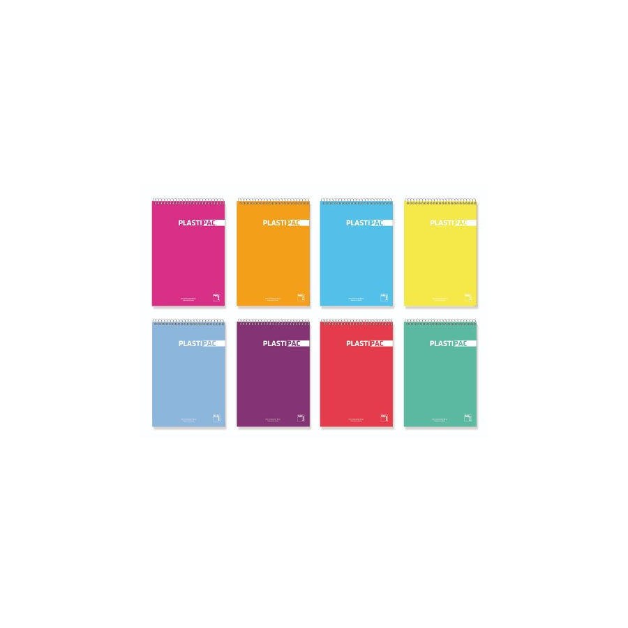 1190-BLOCK SERIE PLASTIPAC BOLSILLO TAPA POLIPROPILENO 90 GRS. A-6  80 HOJAS CUADRICULA 5X5 SURTIDO PACSA 16404