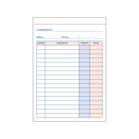 11906-TALONARIO 50 JUEGOS CAMAREROS 8o NATURAL DUPLICADO DOHE 50088D