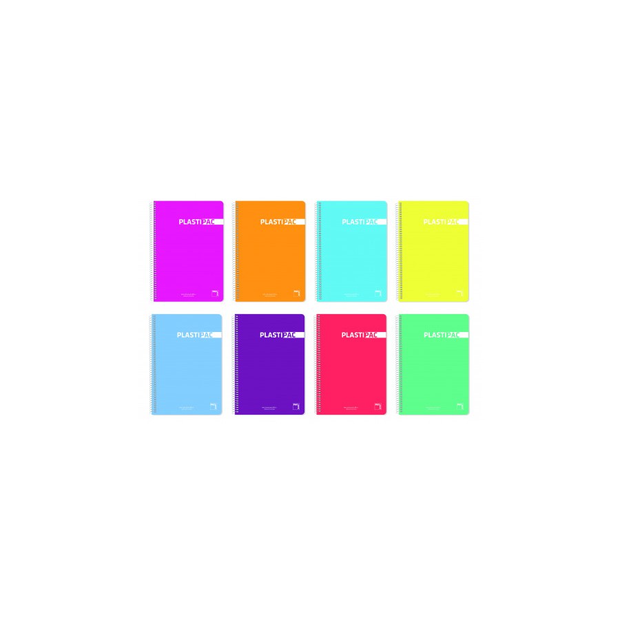 1191-CUADERNO SERIE PLASTIPAC TAPA POLIPROPILENO 90 GRS. A-4 (210X297MM.) MICROPERFORADO 100 HOJAS CUADRICULA 5X5 + GREC