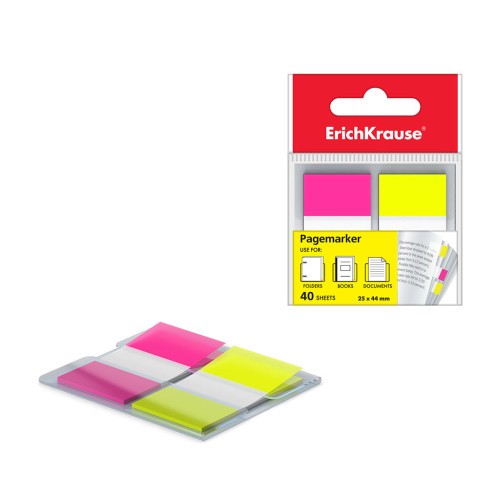 11910-BLISTER 40 MARCAPAGINAS NEON 25X44MM 2 COLORES AMARILLO/ROSA ERICH KRAUSE 31181