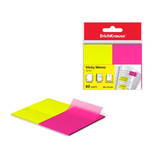 11911-BLISTER 60 MARCAPAGINAS NEON 50X75MM 2 COLORES AMARILLO/ROSA ERICH KRAUSE 31180