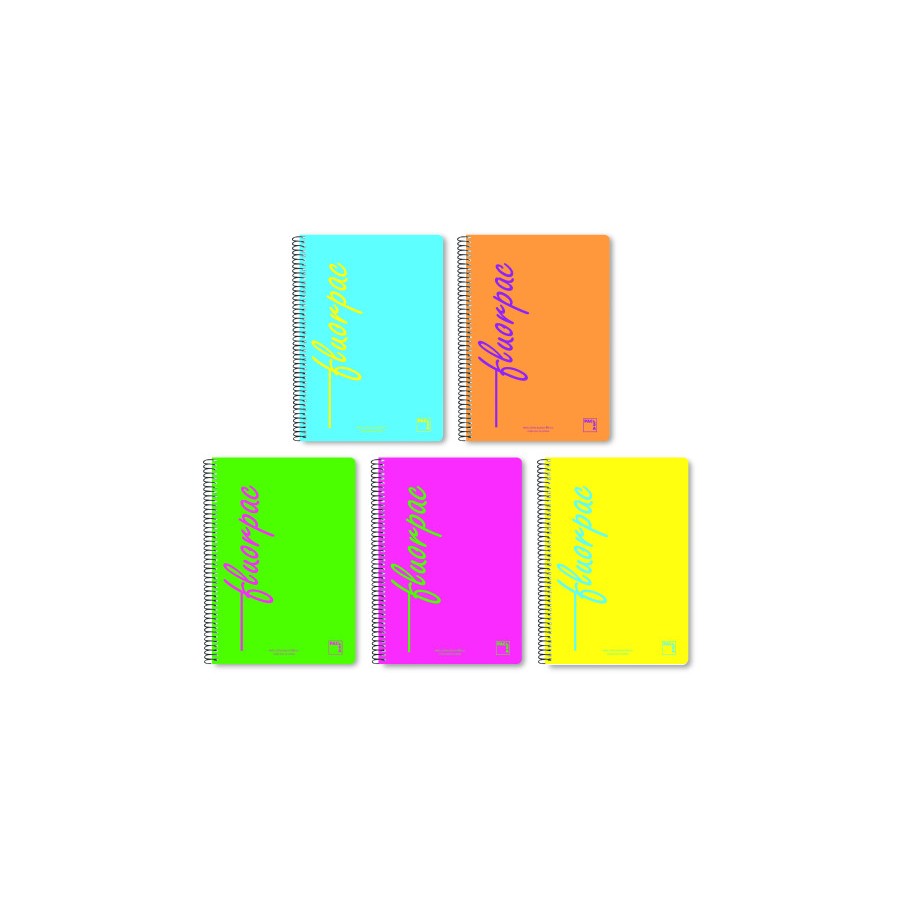 1193-CUADERNO SERIE FLUORPAC TAPA POLIPROPILENO 90 GRS. FLUOR 4o (155X215MM.) 80 HOJAS CUADRICULA 4X4 CON MARGEN SURTIDO