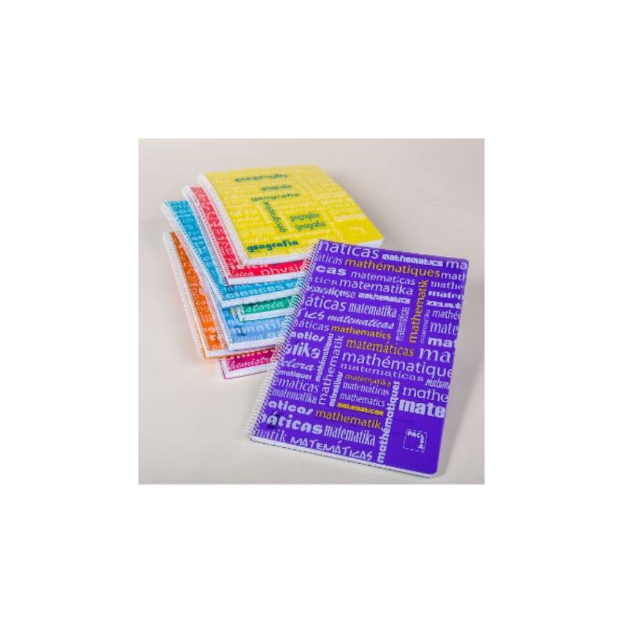 1194-CUADERNO SERIE ASIGNATURAS TAPA POLIPROPILENO 90 GRS. FOLIO (215X310MM.) 80 HOJAS CUADRICULA 4X4 CON MARGEN SURTIDO