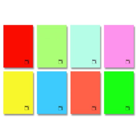 1205-LIBRETA GOFRADA TAPA CARTULINA 70 GRS. A-4 (210X297MM.) 48 HOJAS HORIZONTAL 8 COLORES SURTIDOS CON MARGEN SURTIDO P