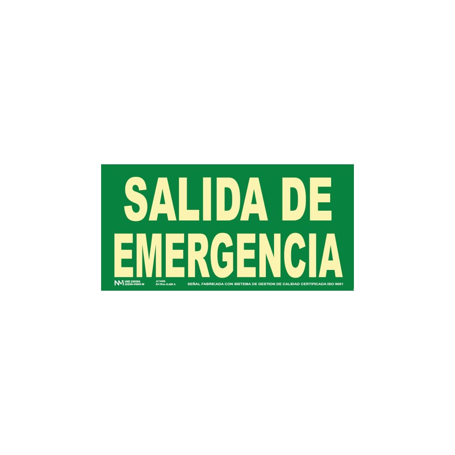 12071-SENAL HOMOLOGADA SEGURIDAD SALIDA EMERGENCIA 320x150MM PVC VERDE ARCHIVO2000 6170-15H VE