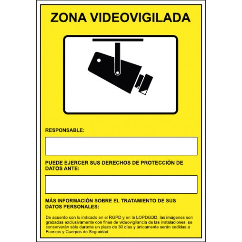 12074-SENAL HOMOLOGADA AVISO CAMARAS DE VIGILANCIA 24 HORAS 210x297MM PVC AMARILLO ARCHIVO2000 6172-09 AM