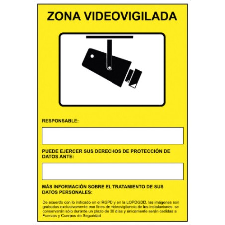 12074-SENAL HOMOLOGADA AVISO CAMARAS DE VIGILANCIA 24 HORAS 210x297MM PVC AMARILLO ARCHIVO2000 6172-09 AM
