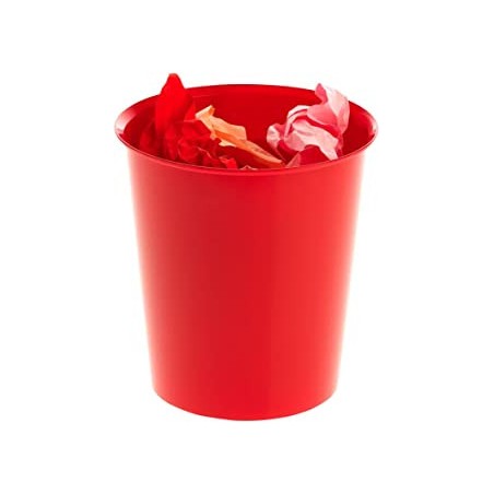 12127-PAPELERA 18 LITROS POLIPROPILENO 100% RECICLADO Y RECICLABLE 290 X 310 MM ROJO ARCHIVO 2000 2001 RJ