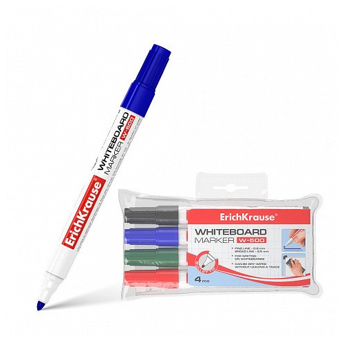 12178-BLISTER 4 MARCADORES DE PIZARRA W-500, COLORES: NEGRO, AZUL, ROJO, VERDE ERICH KRAUSE 12849
